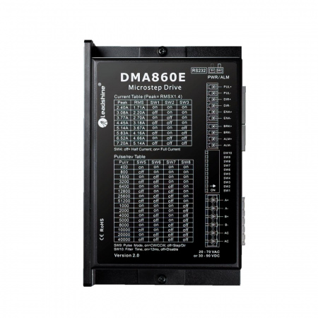DMA860E (Leadshine; 30-110 VDC; 2.4-7.2 A; Pul&Dir, CW&CCW)